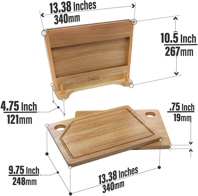 Cutting Board Set with Stand and Built-In Knife