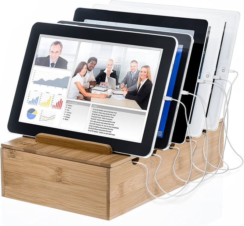 Smartphone and Tablet Bamboo Charging Station