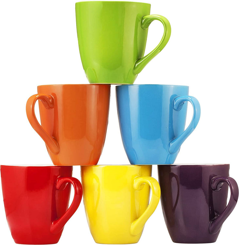 Bruntmor Coffee Mug Set Set of 6 Large-Sized 16 Ounce Ceramic Coffee Mugs Restaurant