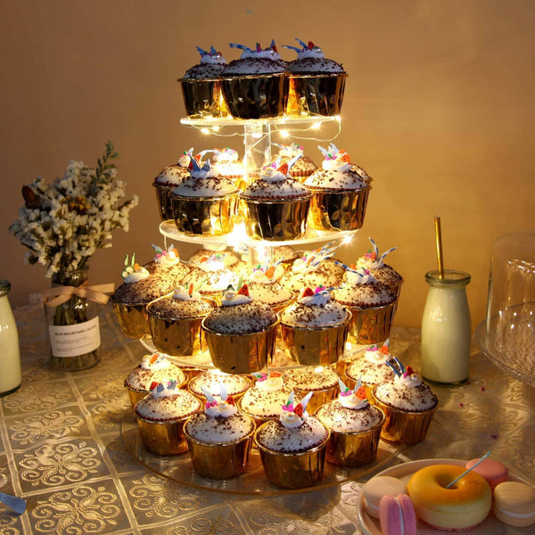 3 Tier Acrylic Cupcake Stand with LED Lights - Dessert Display