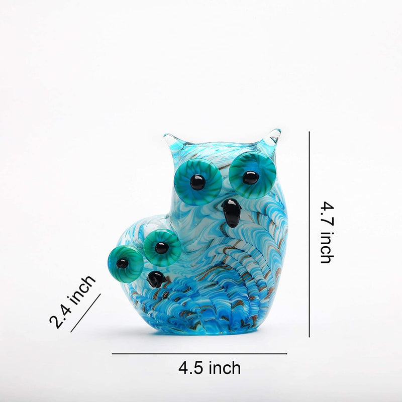 4.5 Inch Handmade Art Twins Glass Owl, Glass Owl Figurine/Sculpture
