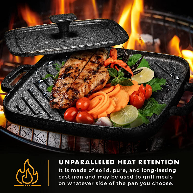 Pre-Seasoned Square Cast Iron Griddle Grill Pan