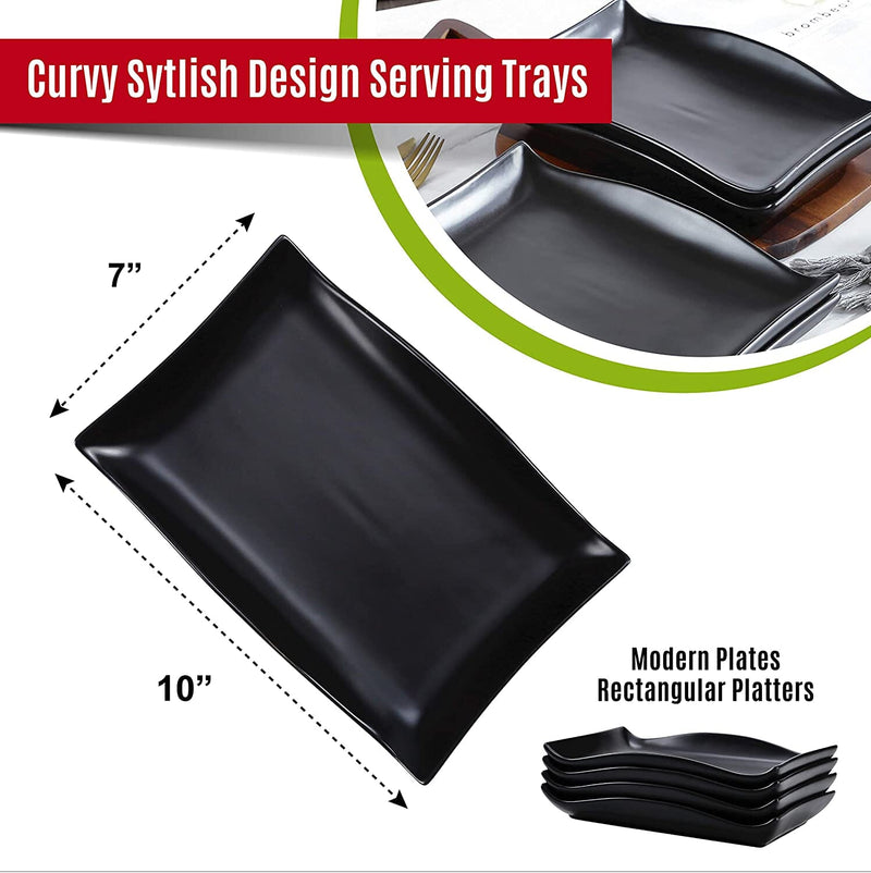 Set of 4 Curvy Design Serving Trays