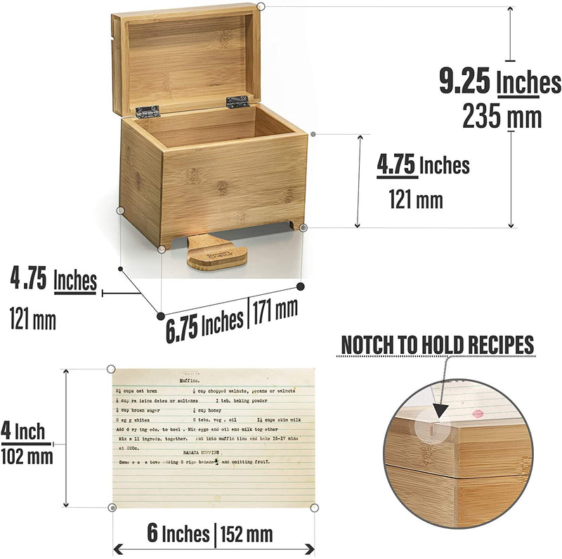 Bamboo Recipe Card Organizer with Stand