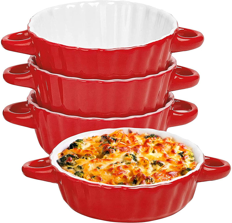 10oz Round Ceramic Souffle Dishes - Set of 6, Oven Safe