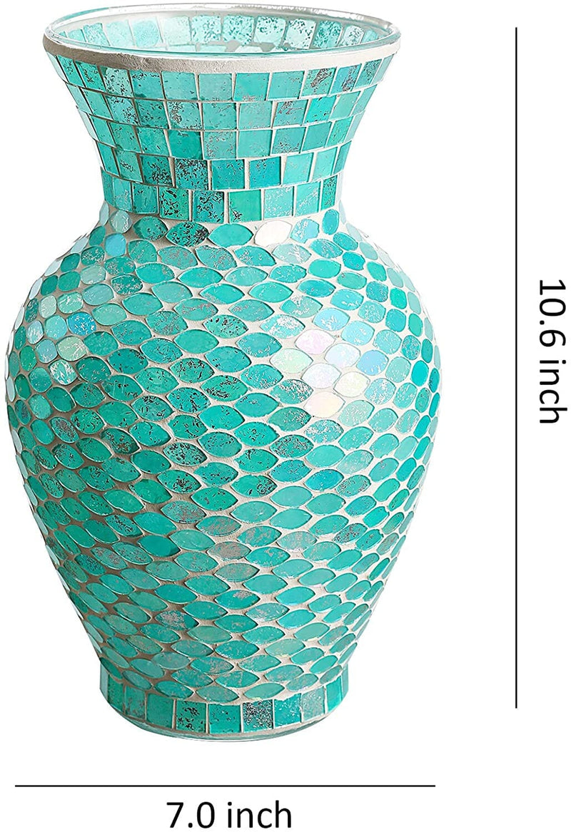 WHOLE HOUSEWARES | Mosaic Glass Vase | 10.5" Home Dcor Centerpiece | Elegant Glass