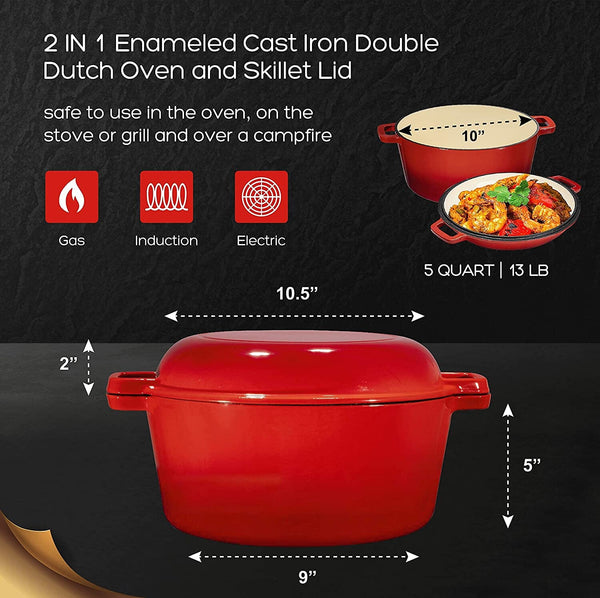 5-Qt Double Dutch Oven with Skillet Lid
