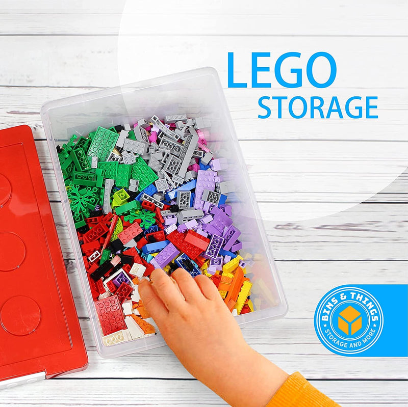 Bins & Things Toy Organizer Set Of 2 Large And Small Brick Shaped Storage Containers