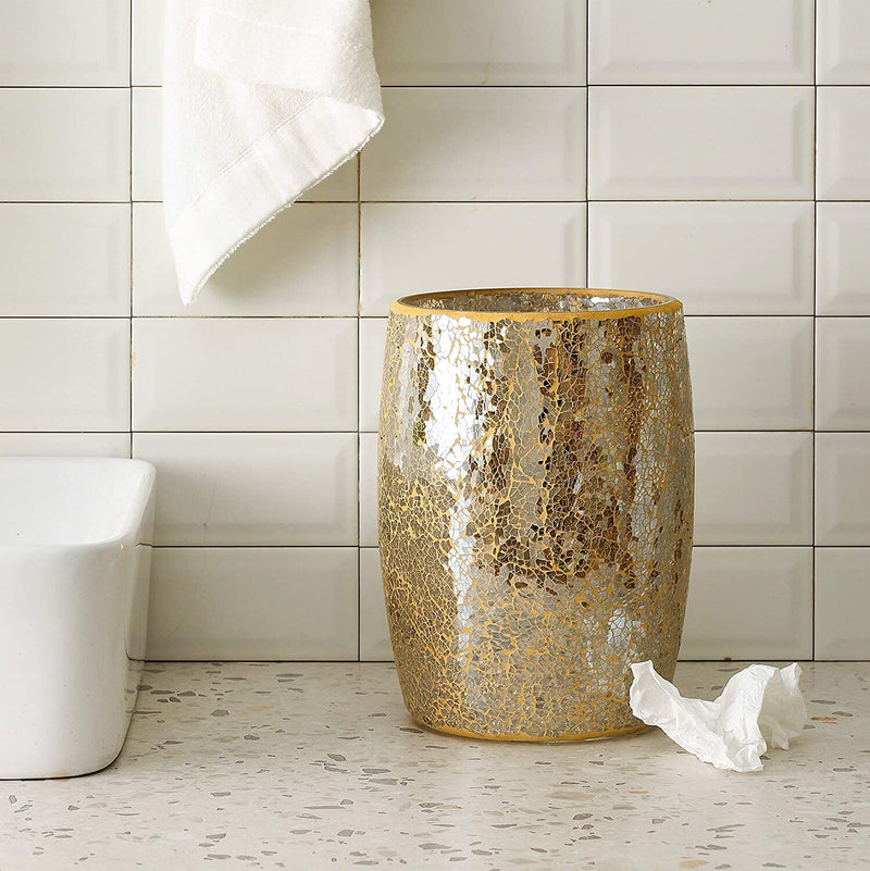 WHOLE HOUSEWARES | Bathroom Wastebasket | Mosaic Glass Decoration | Bathroom Dcor