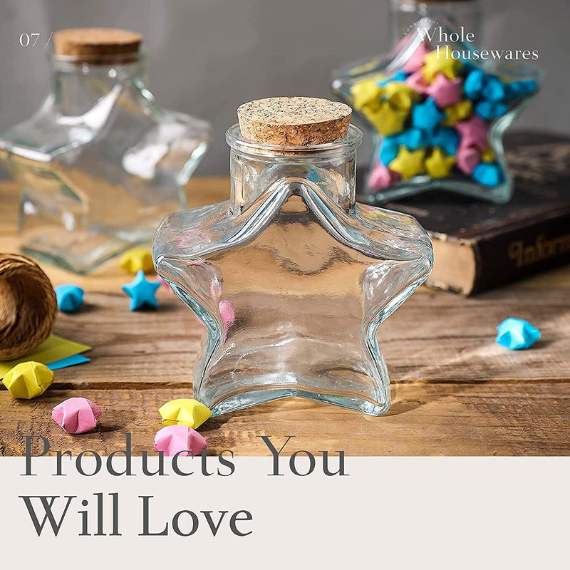 10 OZ Star Shaped Glass Favor Jars with Cork Lids,Glass Wish Bottles with Cork Set