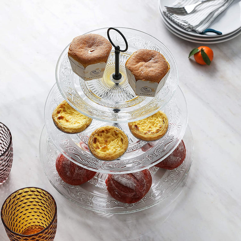 3-Tier Glass Cupcake Stand-Serving