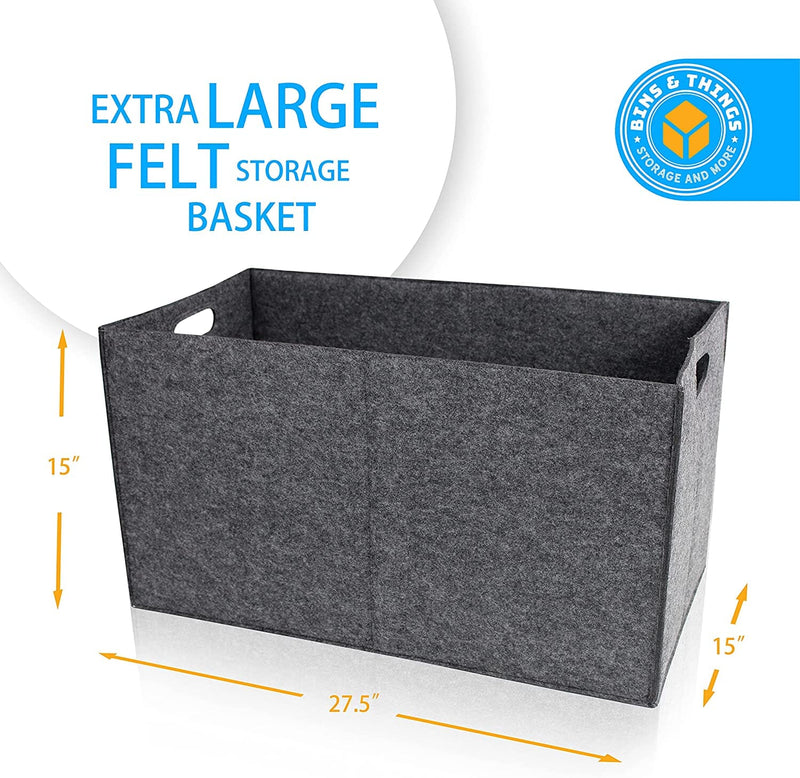 Large Felt Folding Storage Basket - Durable & Versatile - Bins & Things –  RoomDividersNow