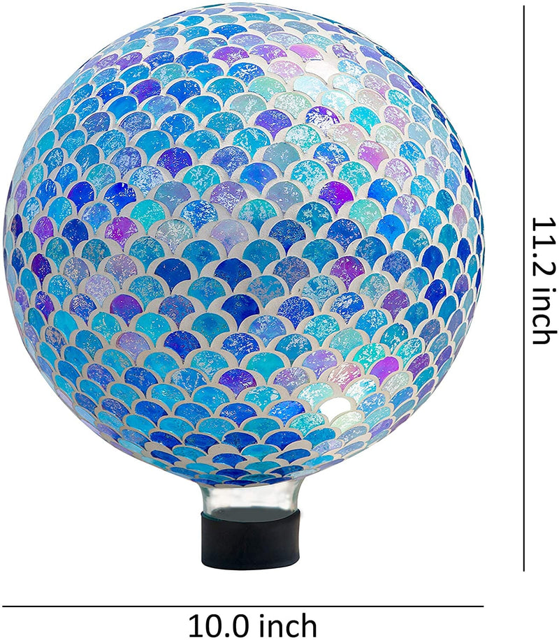 10 Inch Mosaic Colorful Gazing Ball,Iridescent Crackled Glass Mosaic Globe For Yard &