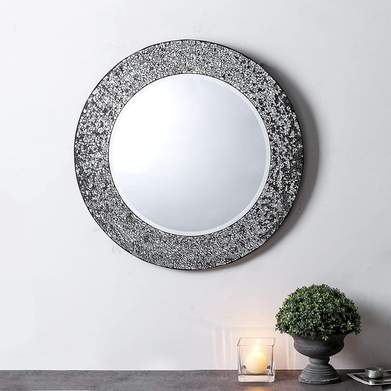 Mosaic Wall Mirror Decorative Round Wall Mirror Diameter 20 Ide Mirror 14 Blue