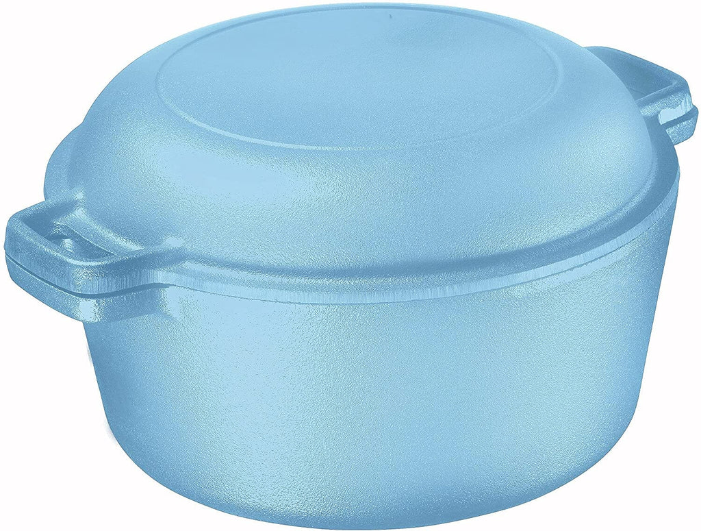 Bruntmor 3.8 Qt Marine Blue Enameled Cast Iron Dutch Oven With Handles and  Lid